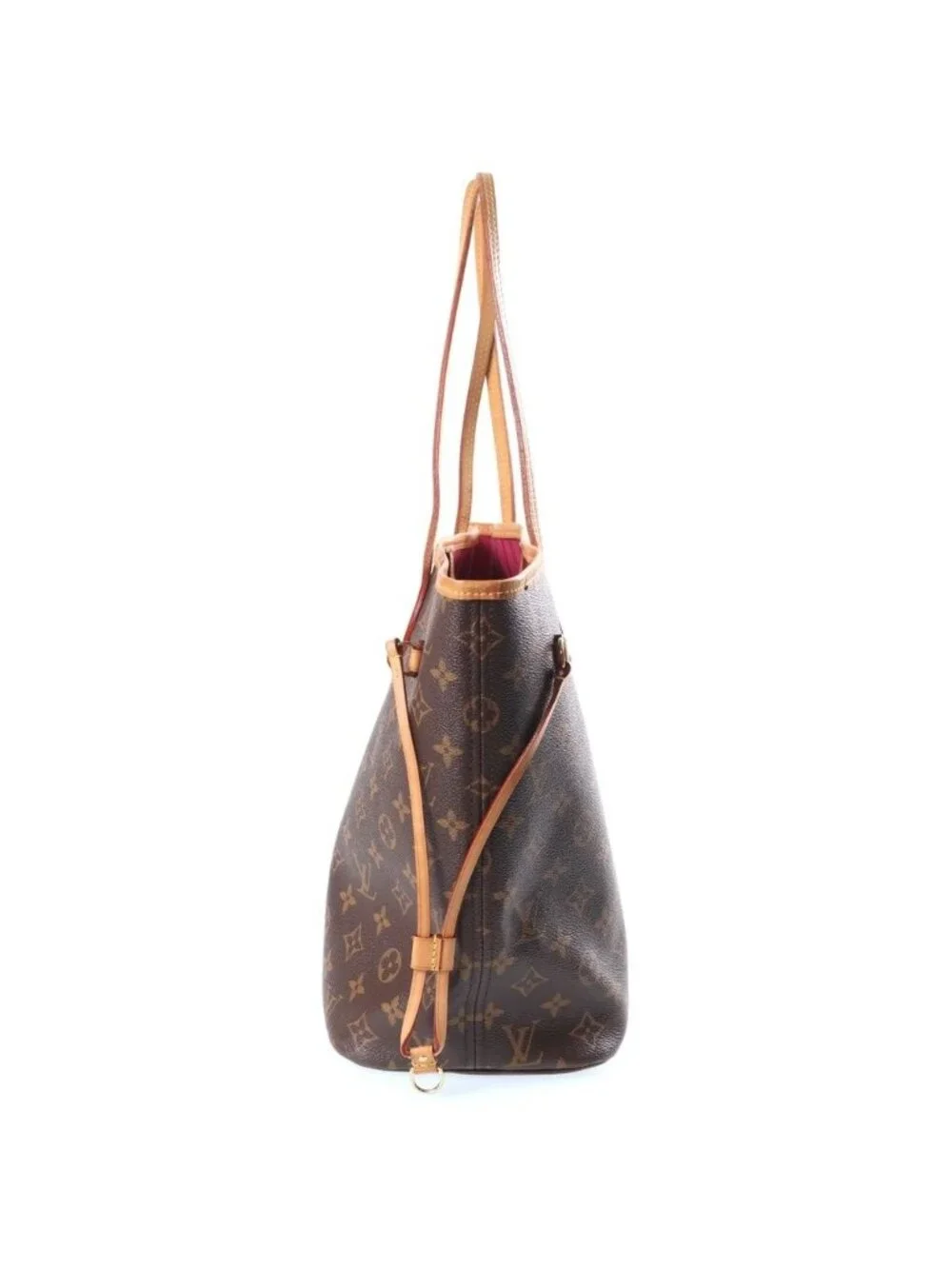 Louis Vuitton Monogram Neverfull MM Tote Bag Brown Leather Gold